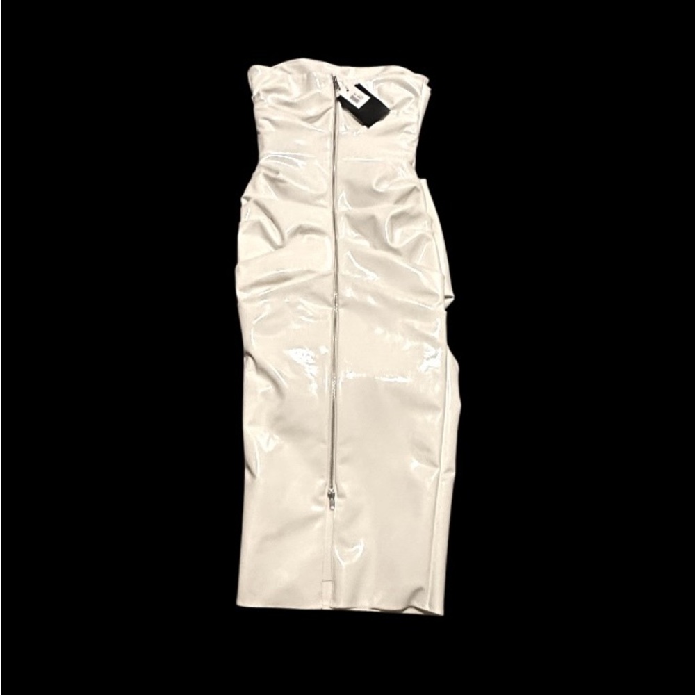 Alex Perry Decon Ruched Stretch Vinyl Strapless Dress Size 6. New with T… - Picture 4 of 10